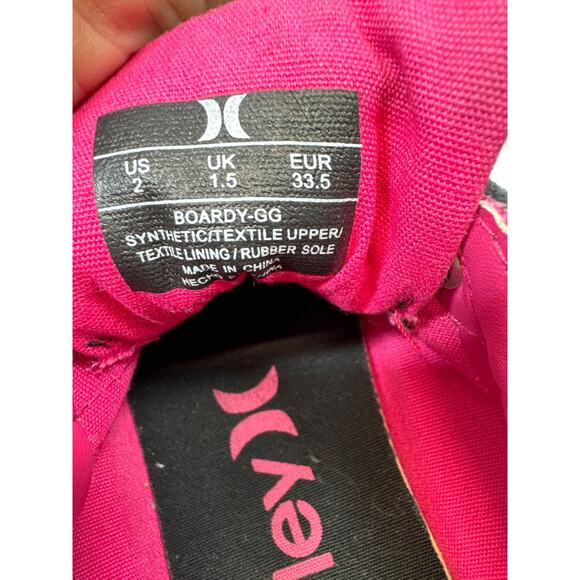 Hurley Boardy Faux Suede Black Pink Canvas Skateboarding Sneaker Girls Sz 2 - Picture 7 of 8